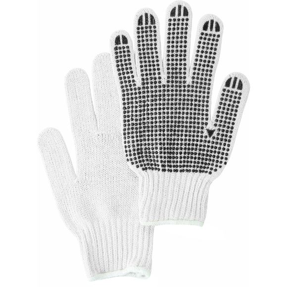 Zenith Safety Products - SAN489 Gants en poly/coton blanc & à pois