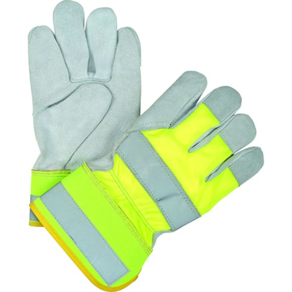 Zenith Safety Products - SED160 Gants d'ajusteur haute visibilité en cuir de vache refendu